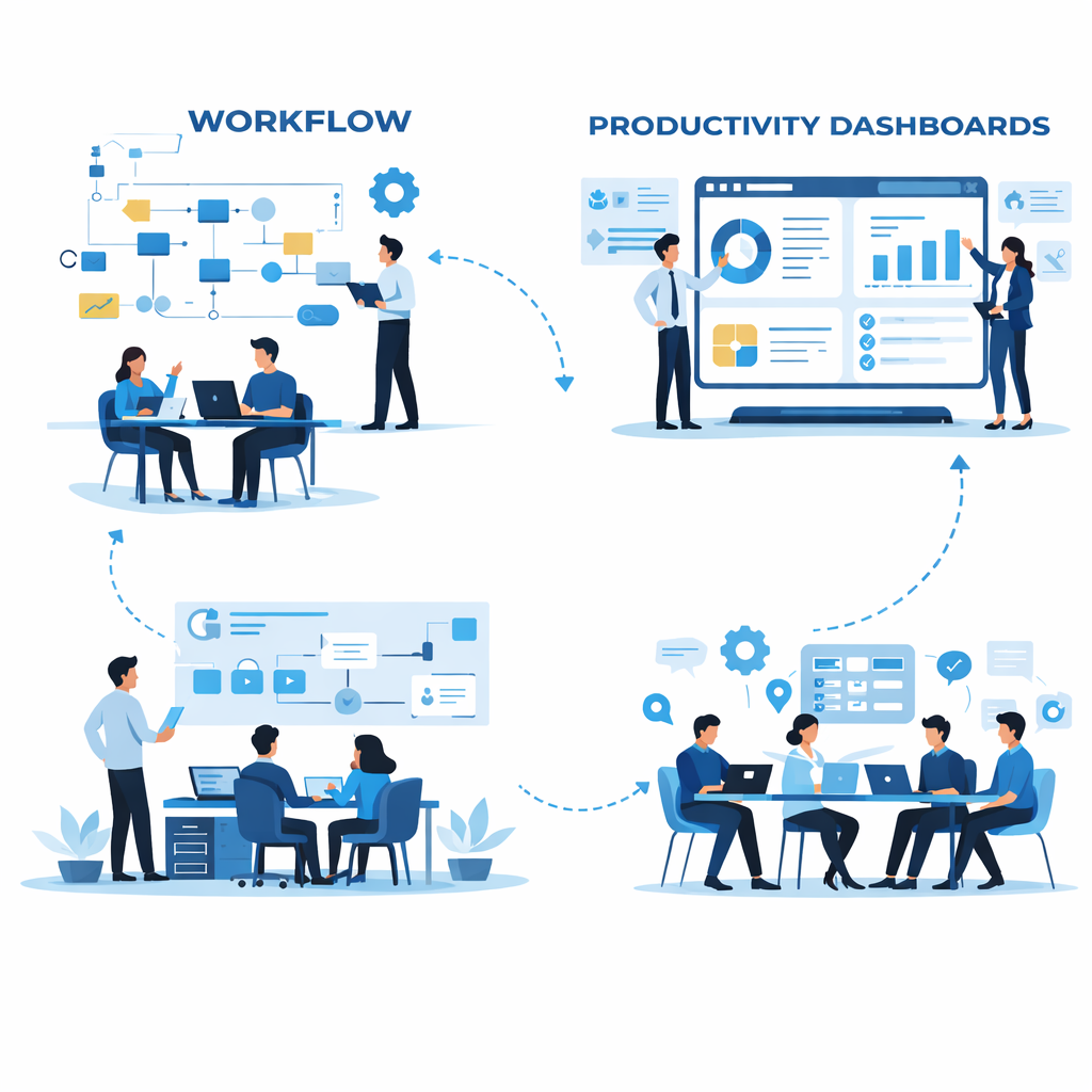 Workflow diagrams, process mapping visuals, productivity dashboards, team collaboration toolgrowth