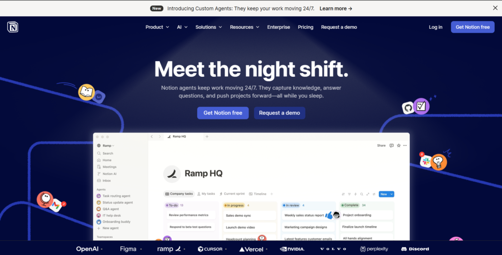Top 7 Best Project Management Tools for Small Businesses in 2026 notion workspace dashboard showing task management, notes organization, database tables and team collaboration interface