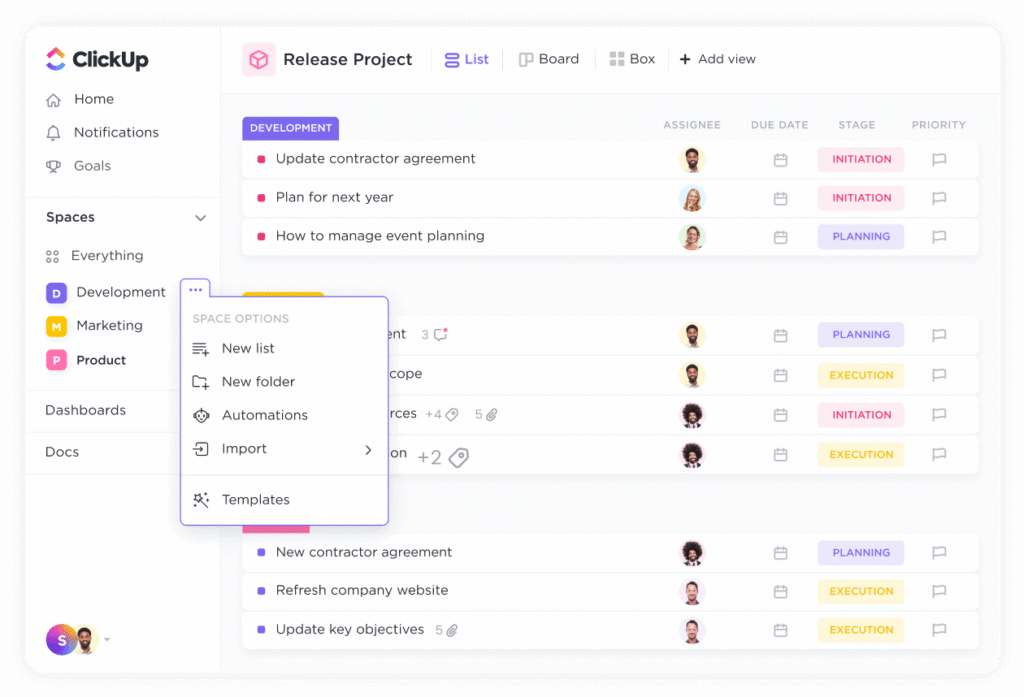 Best Tools for Remote Teams in 2026 ClickUp project management dashboard showing tasks,
priorities and team workflow — best tools for remote teams