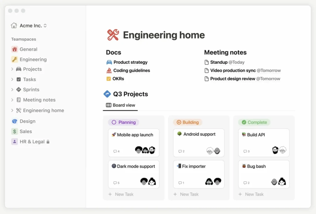 Notion workspace showing client brief, docs and task 
checklist combined — project management for freelancers 2026