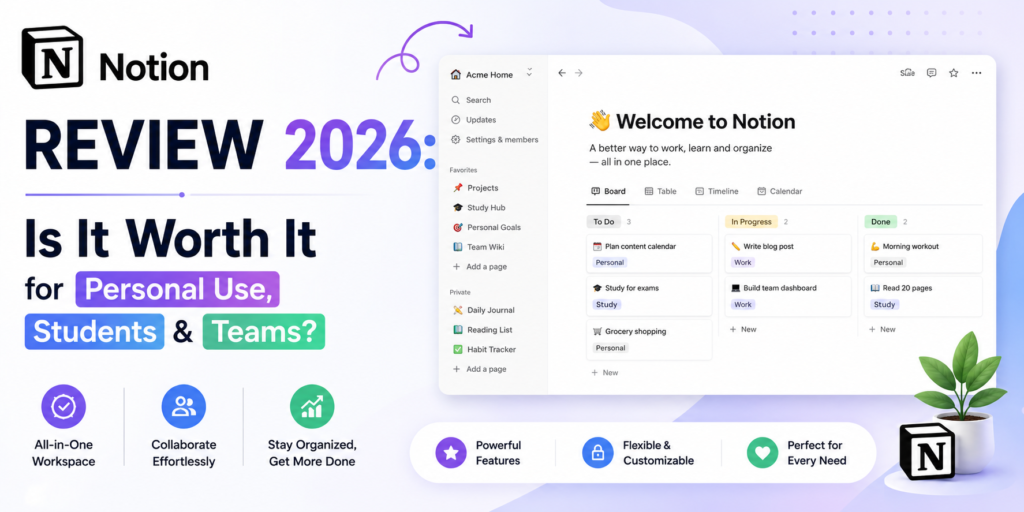 Notion Review 2026: Is It Worth It for Personal Use, Students & Teams?