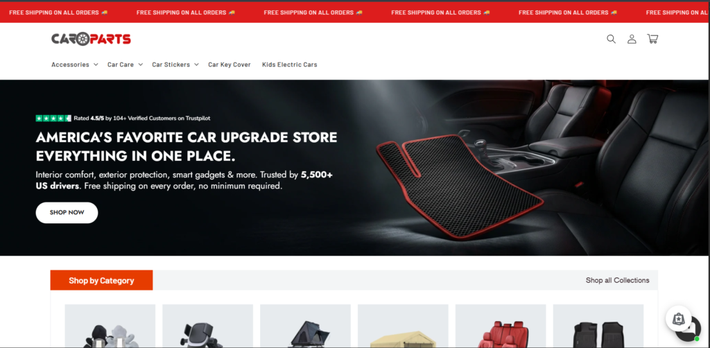 Shopify Review 2026: Is It Still the Best eCommerce Platform? showing cars4part shopify online store