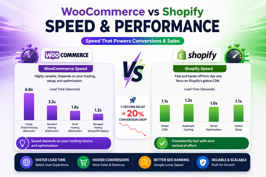 WooCommerce vs Shopify: speed comparison