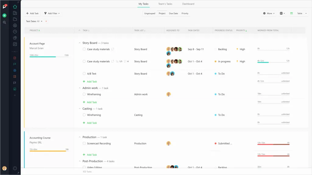 Paymo dashboard showing time tracking and invoicing
combined