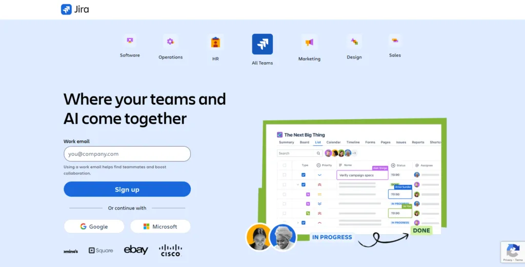 jira project management dashboard showing sprint planning, issue tracking, agile board and team workflow management