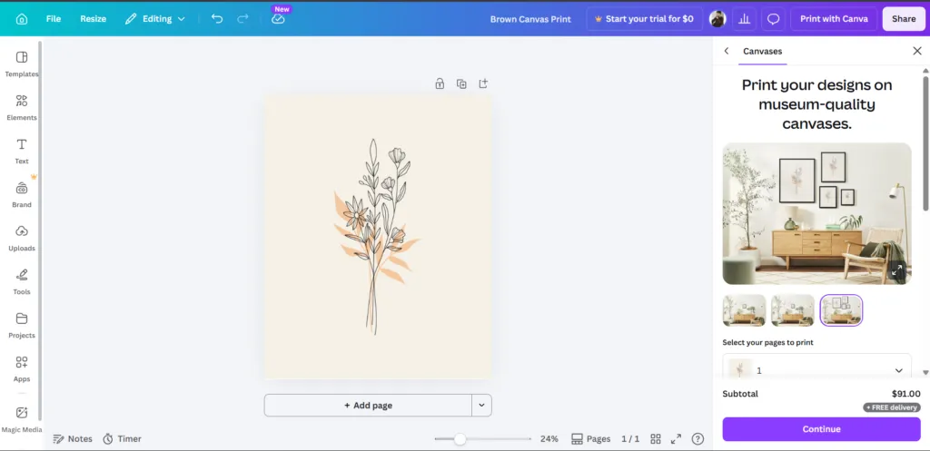 canva print products