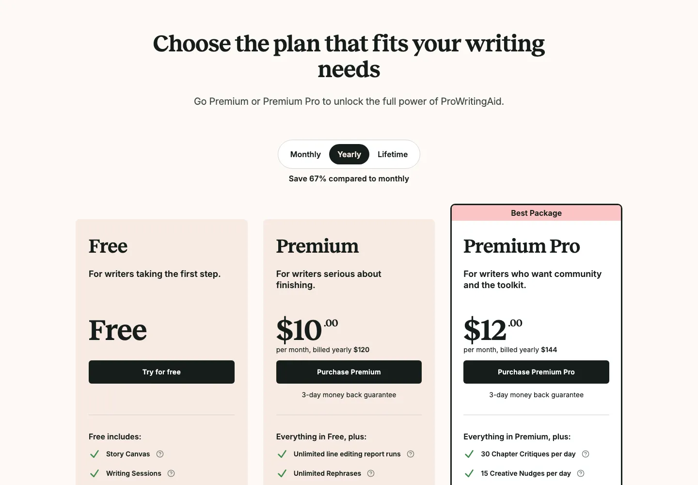 ProWritingAid pricing 2026 Premium and Premium Pro plans