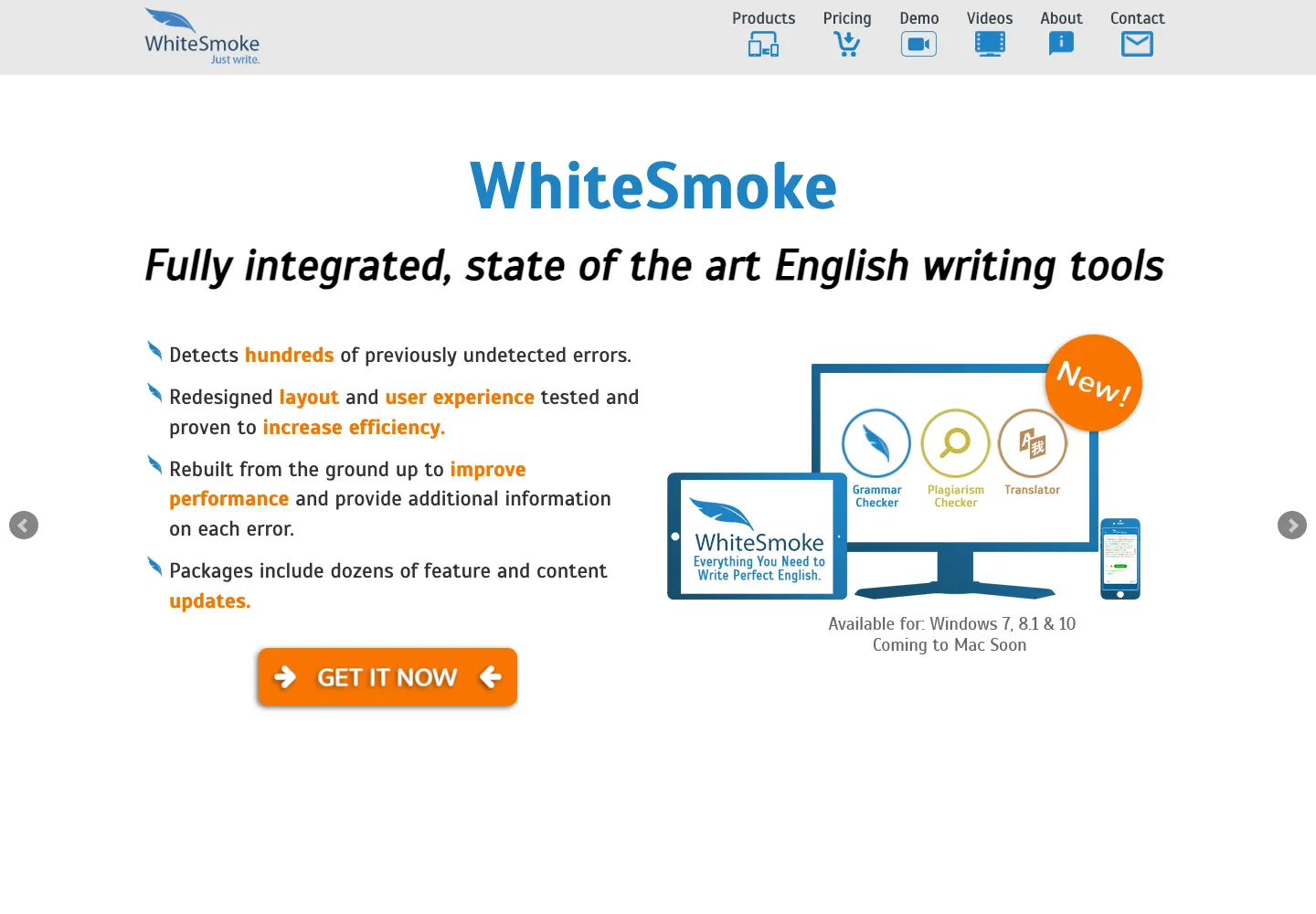 WhiteSmoke grammar checker homepage